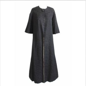 Vintage Opera Coat Black Brocade Reversible M